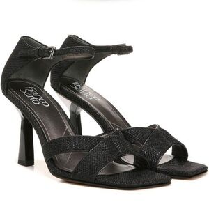 NEW Franco Sarto Rania Ankle Strap Sandal - black glitter